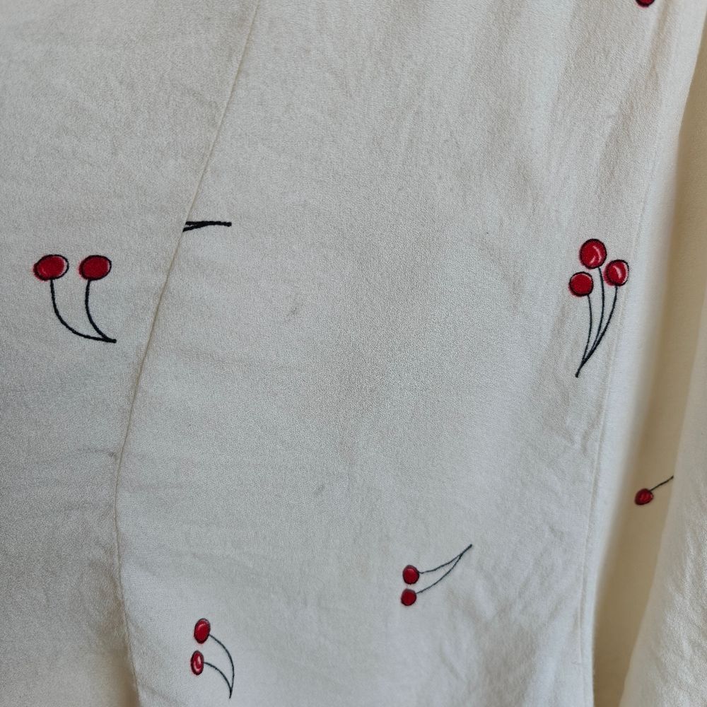 Reformation Raquel Tart Cherry Wrap Dress Size XS Ivory Cream Red - Picture 11 of 14